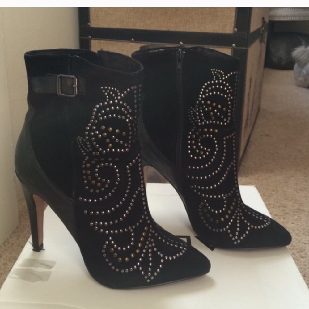 Western studded ankle booties